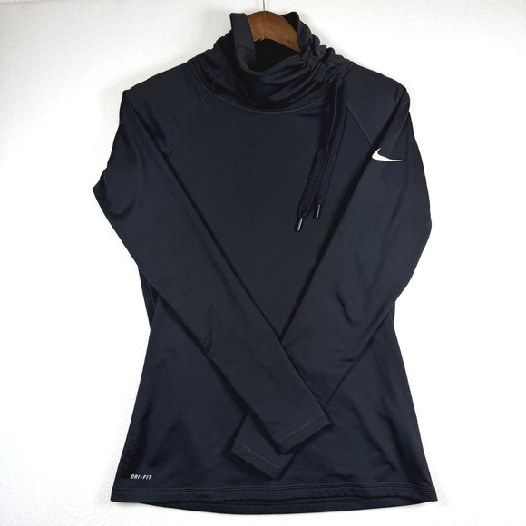 Nike Tops - Nike Pro Dri-FIT Womens Black Cowl Neck Long Sleeve Training Top 485381-010 L